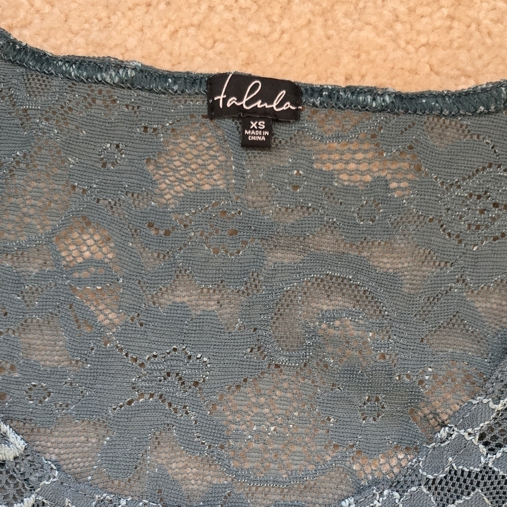 230. Aritzia TALULA "Clarendon" Light Teal Blue Lace Dress Tunic Top Size XS - Picture 4 of 9
